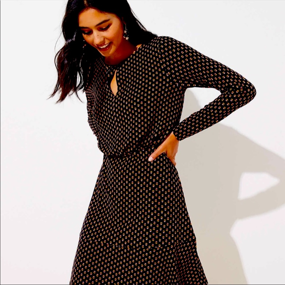 ANN TAYLOR LOFT Bloom Keyhole Flounce Dress